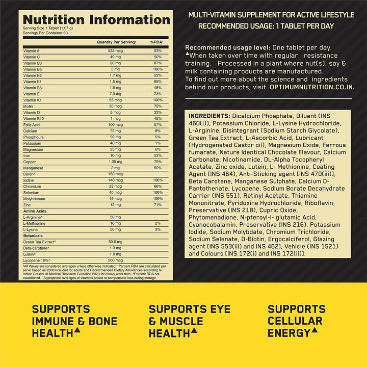 Optimum Nutrition Multivitamin for MEN- 60 Tablets - Halt