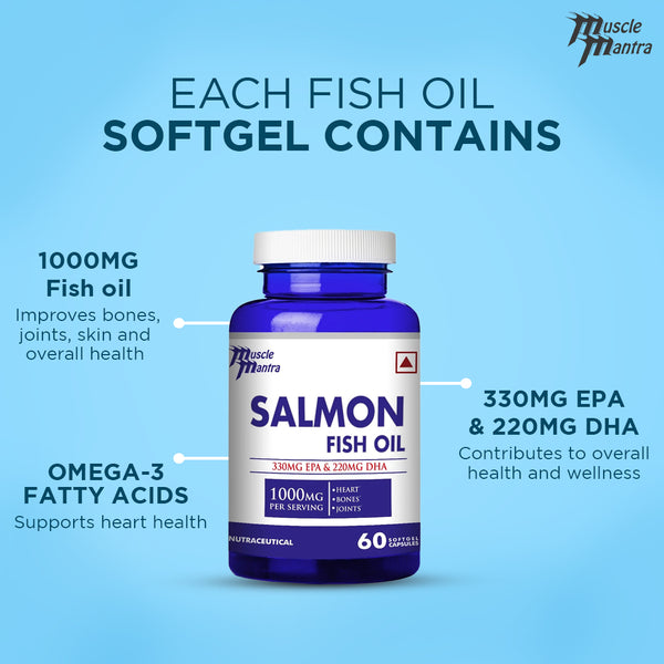 Muscle Mantra Salmon Fish Oil 1000MG - 60 softgel Capsules