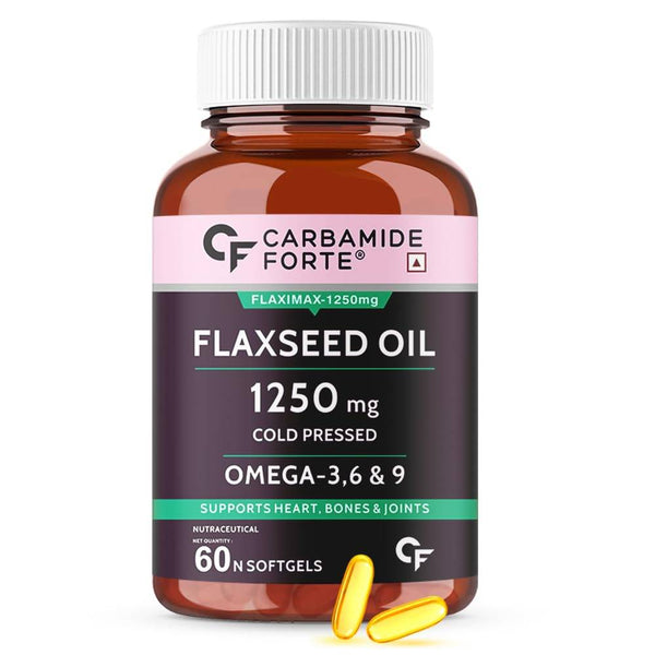 Carbamide Forte Cold Pressed Flaxseed Oil Capsules 1250mg Omega 3 6 9 | 60 Capsules