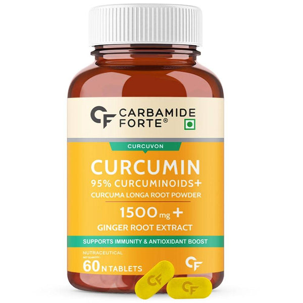 Carbamide Forte Curcumin 95% Curcuminoids + Curcuma Longa Root Powder | 60 Veg Tablets