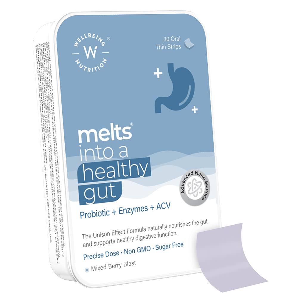 Wellbeing Nutrition Melts Healthy Gut Probiotic+Enzyme+ACV (30 Oral Strips)