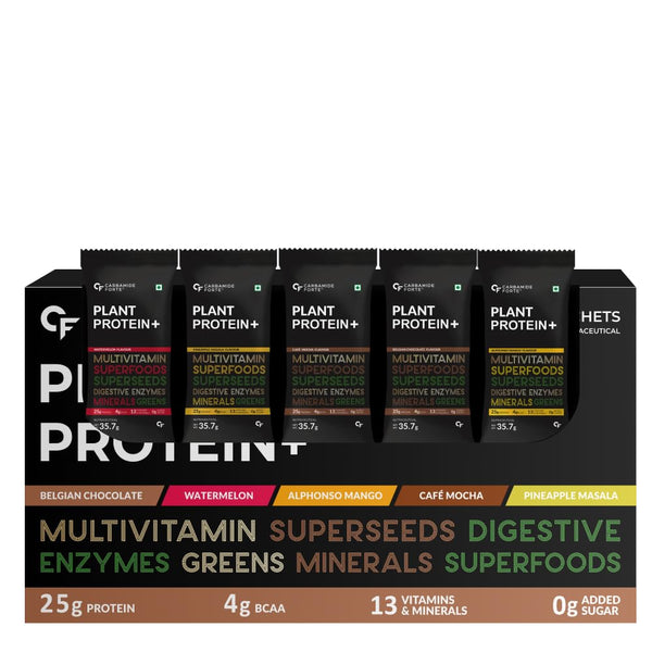 Carbamide Forte Plant Protein Powder |  5 Flavors Plant Protein Powder For Men - Pack Of 20