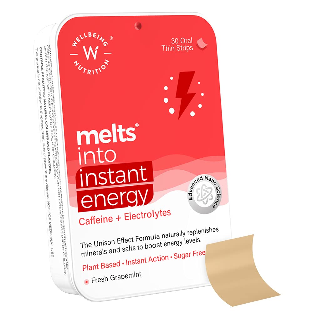 Wellbeing Nutrition Melts Instant Energy, Caffeine + Electrolytes  (30 Oral Strips)