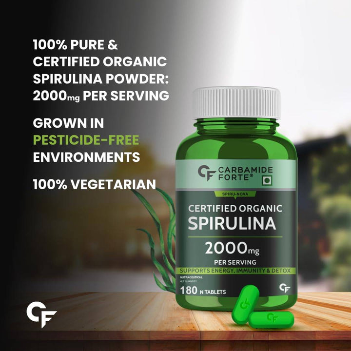 Carbamide Forte 100% Organic Spirulina Tablets 2000 mg | 180 Tablets - Halt