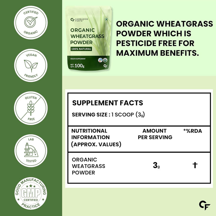 Carbamide Forte 100% Natural Organic Wheatgrass Powder 100g - Halt