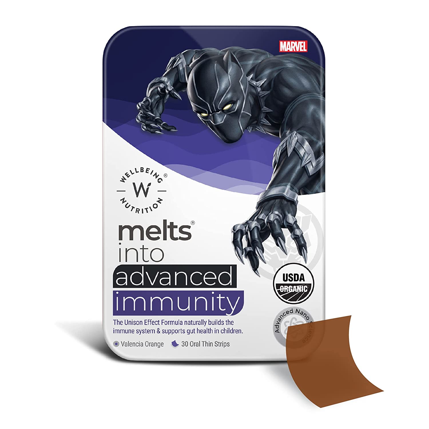 Wellbeing Nutrition Marvel Black Panther Melts into advanced Immunity (30 Oral Strips)