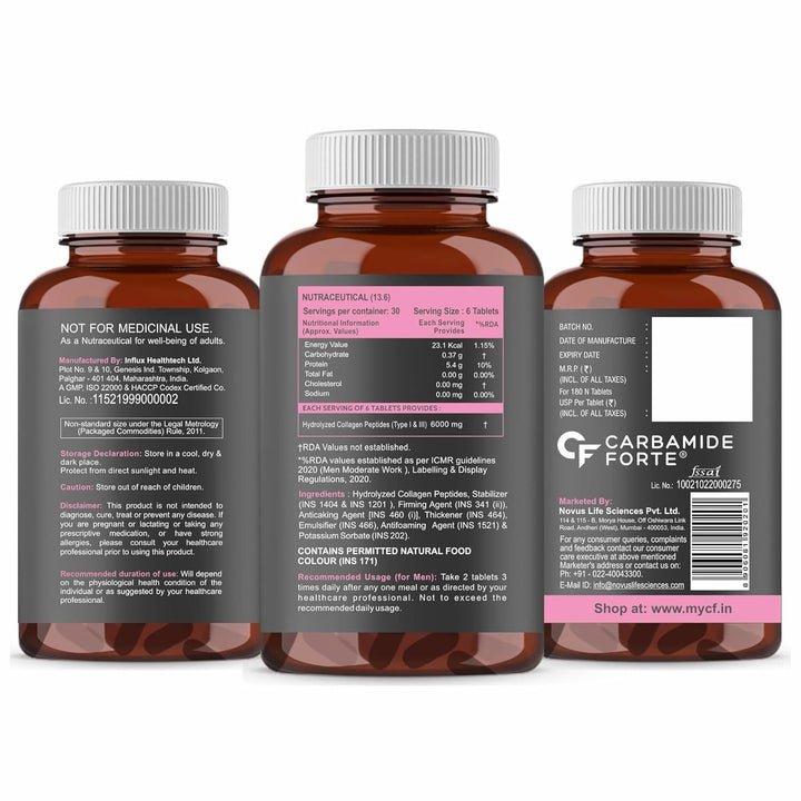 Carbamide Forte Collagen Peptides for Women & Men - 180 Tablets - Halt