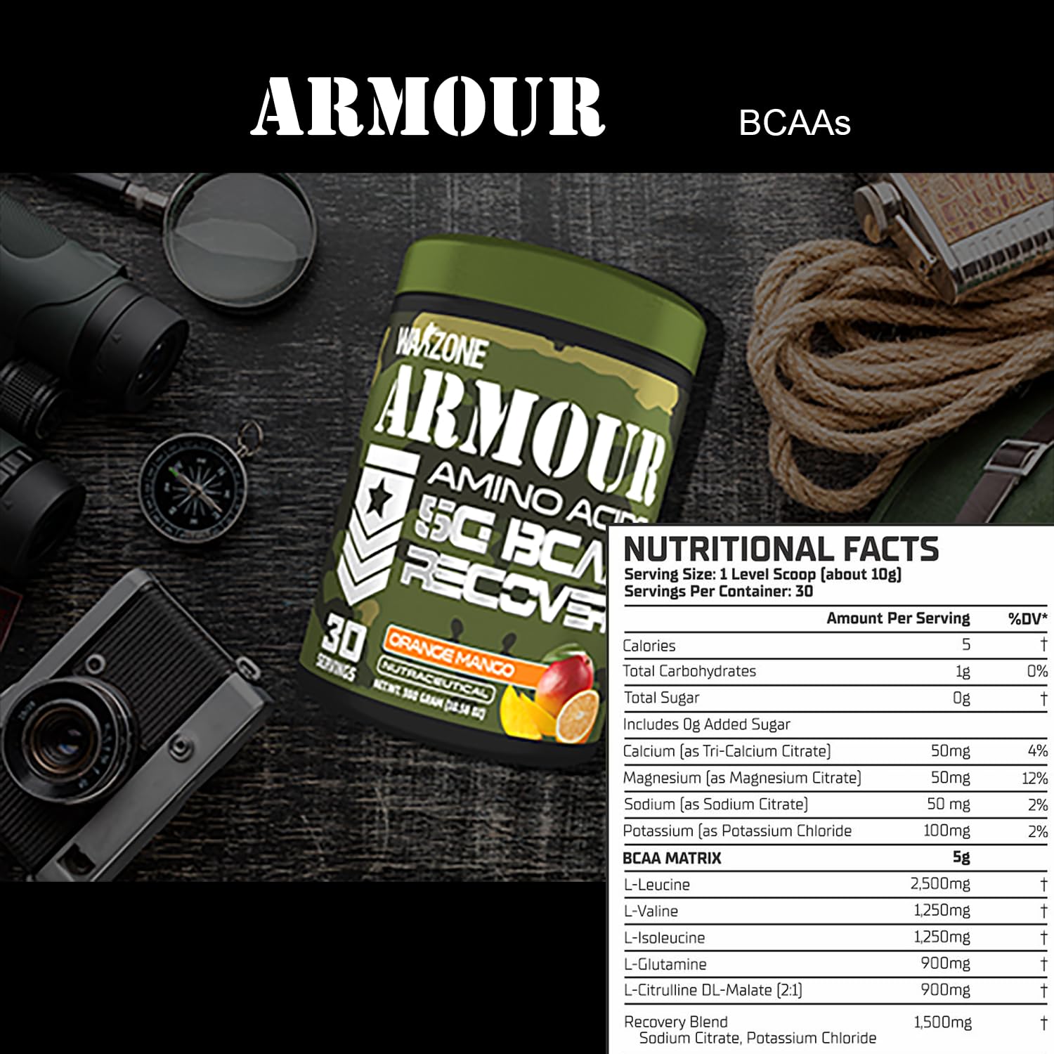 Warzone Armour Amino Acids 5G BCAA + Recovery