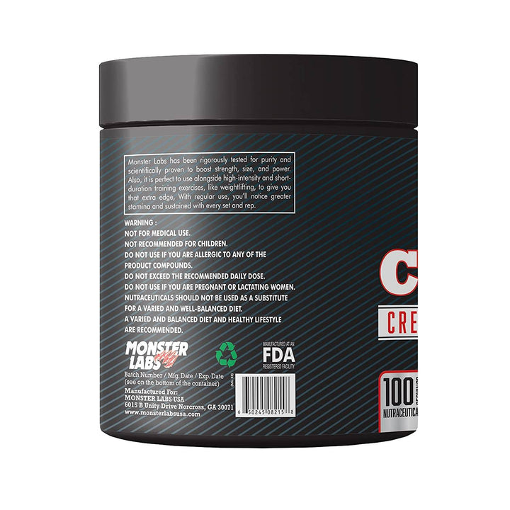 Monster Labs Creatine | Unflavored | 300Gm /100 Serving - Halt