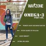 Warzone Omega - 3 Double Strength 1000mg Fish Oil, 120 Softgel