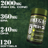 Warzone Omega - 3 Double Strength 1000mg Fish Oil, 120 Softgel