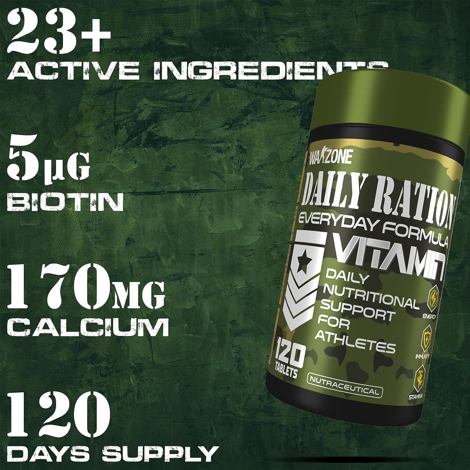 Warzone Daily Ration Men’s Multivitamin, 120 Tablets