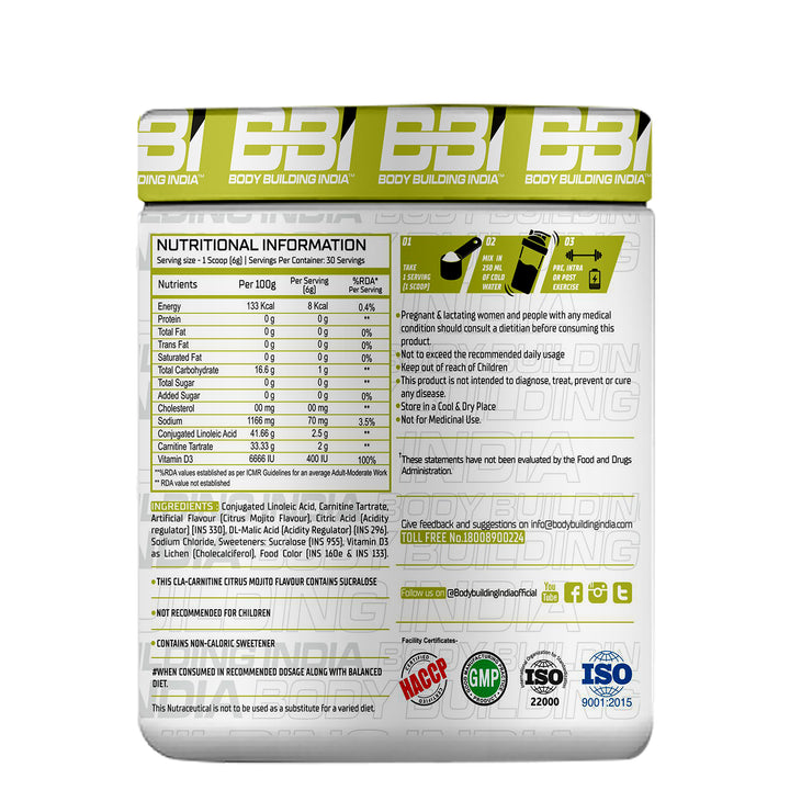 BBI CLA+Carnitine 180g - Halt