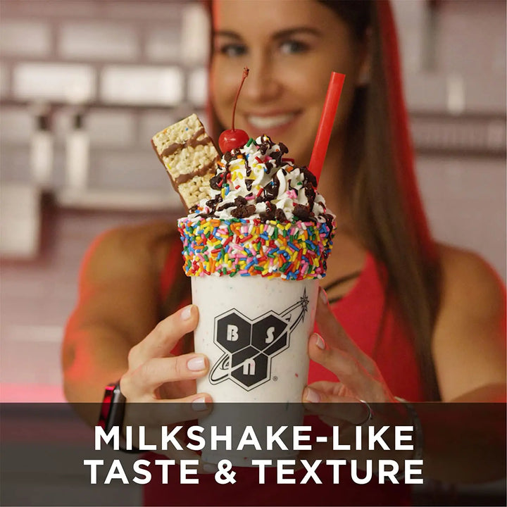 BSN SYNTHA-6 Whey Protein in chocolate milkshake flavor, offering 22g protein and 10g amino acids per serving. Supports muscle recovery and fat loss.