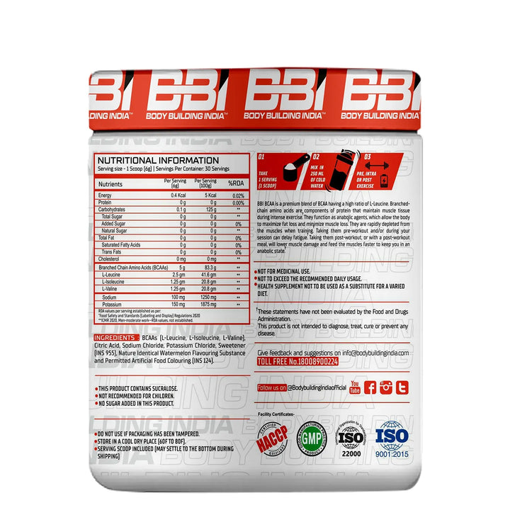 Body Building India BBI BCAA 180g - Halt