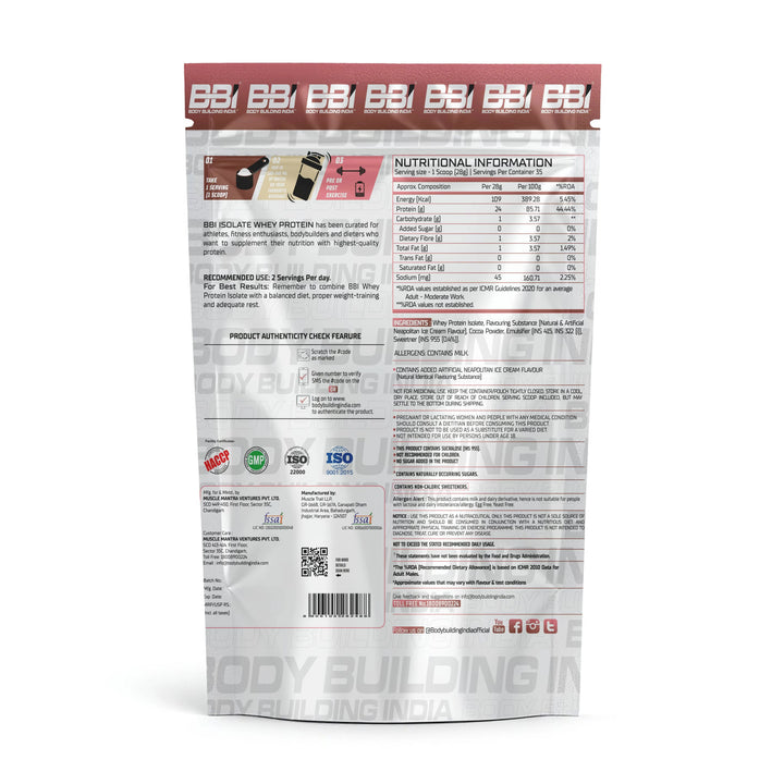Body Building India BBI ISOLATE Whey Protein Isolate - Halt