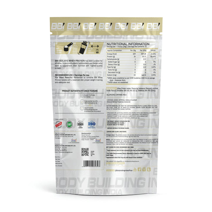 Body Building India BBI ISOLATE Whey Protein Isolate - Halt