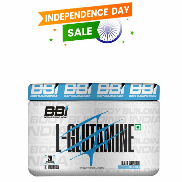 Body Building India BBI L-Glutamine 100g (20 Servings) BBI Body Building India