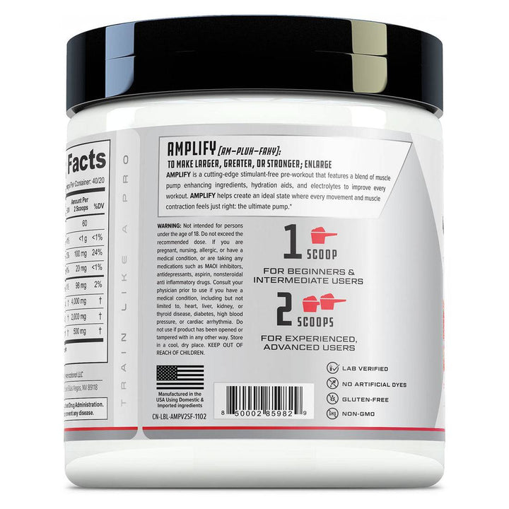 Cutler Nutrition Amplify 2.0 Caffeine Free Pump Pre Workout - Halt
