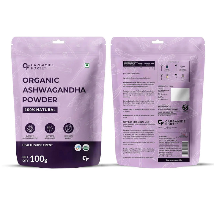 Carbamide Forte 100% Organic Ashwagandha Powder - Halt
