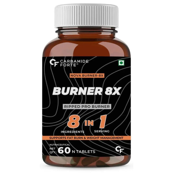 Carbamide Forte Burner 8X for Men & Women | Weight Loss Support - 60 Veg Tablets - Halt