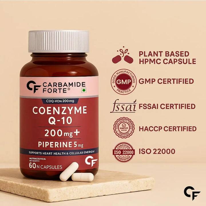 Carbamide Forte Coenzyme Q10 (CoQ10) 200mg with Piperine 5mg (60 Capsules) Halt