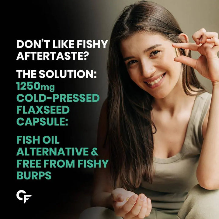 Carbamide Forte Cold Pressed Flaxseed Oil Capsules 1250mg Omega 3 6 9 | 60 Capsules - Halt