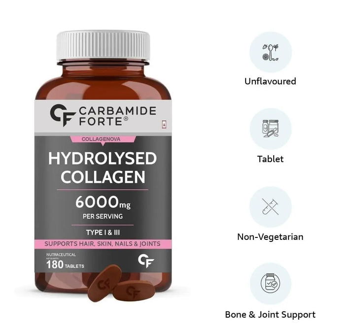 Carbamide Forte Collagen Peptides for Women & Men - 180 Tablets - Halt