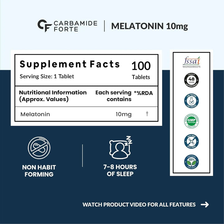Carbamide Forte Melatonin 10 mg Pills | 100 Veg Tablets - Halt