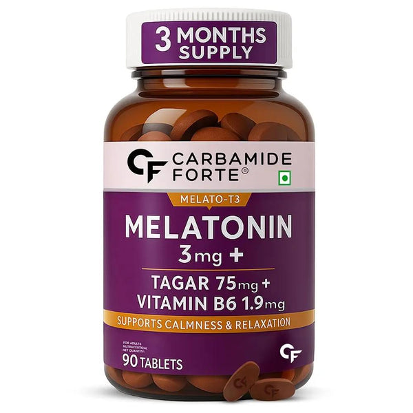 Carbamide Forte Melatonin 3mg with Tagara 75mg Sleeping Aid Pills – 90 Tablets