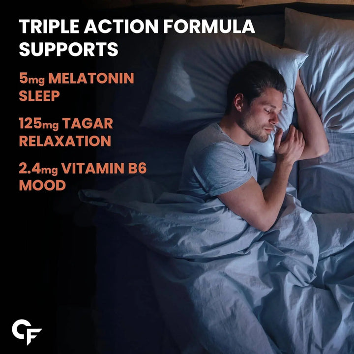 Carbamide Forte Melatonin 5mg Sleep Tablets with 125mg Tagar & Vitamin B6 | 60 Veg Tablets - Halt