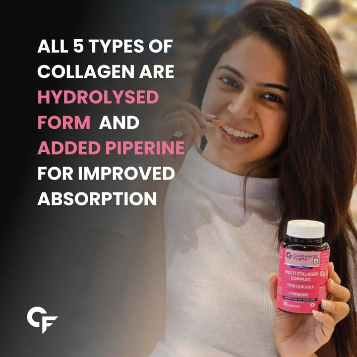 Carbamide Forte Multi Collagen Complex (Type I, II, III, V & X ) | 90 Tablets - Halt