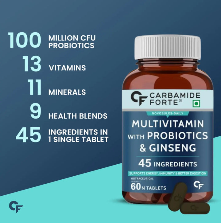 Carbamide Forte Multivitamin Tablets for Men and Women with Probiotics Supplement- 60 Veg Tablets - Halt