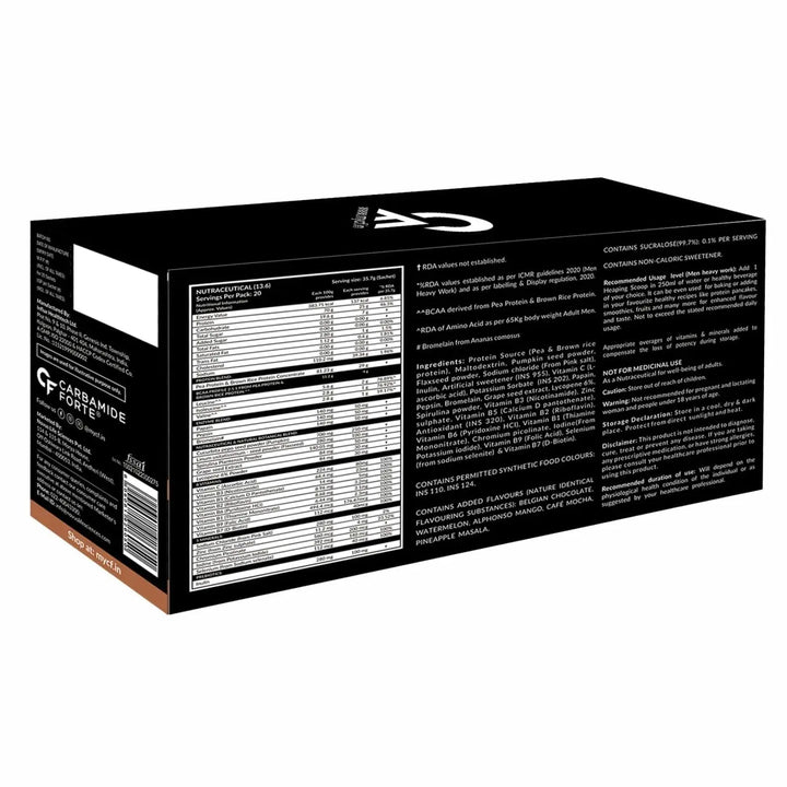 Carbamide Forte Plant Protein Powder |  5 Flavors Plant Protein Powder For Men - Pack Of 20 - Halt