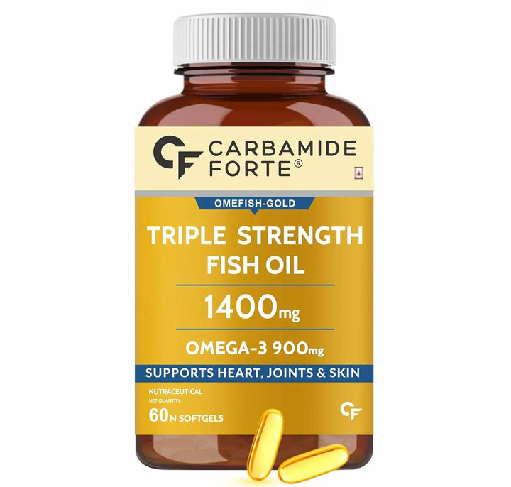 Carbamide Forte Triple Strength Fish Oil 1400mg with Omega 3 | 60  Softgels - Halt