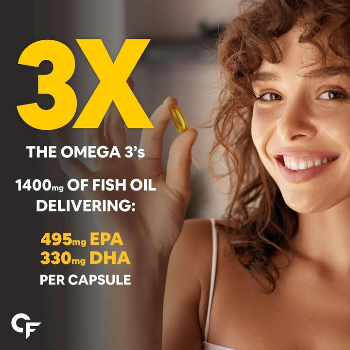 Carbamide Forte Triple Strength Fish Oil 1400mg with Omega 3 | 60  Softgels - Halt