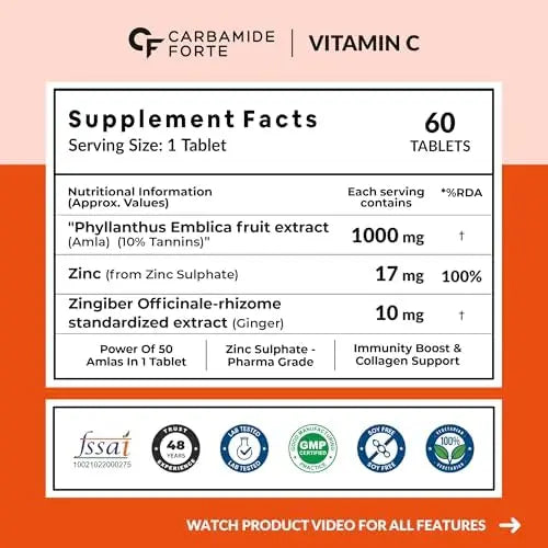 Carbamide Forte Vitamin C + Amla Extract (60 Tablets) Halt