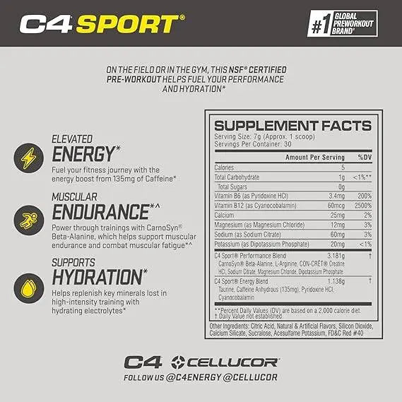 Cellucor C4 Sport Pre Workout Powder 210G . 30 Servings - Halt