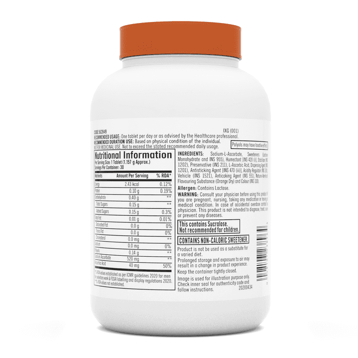 GNC Vitamin C Chewable 500mg (30 Tablets) - Halt