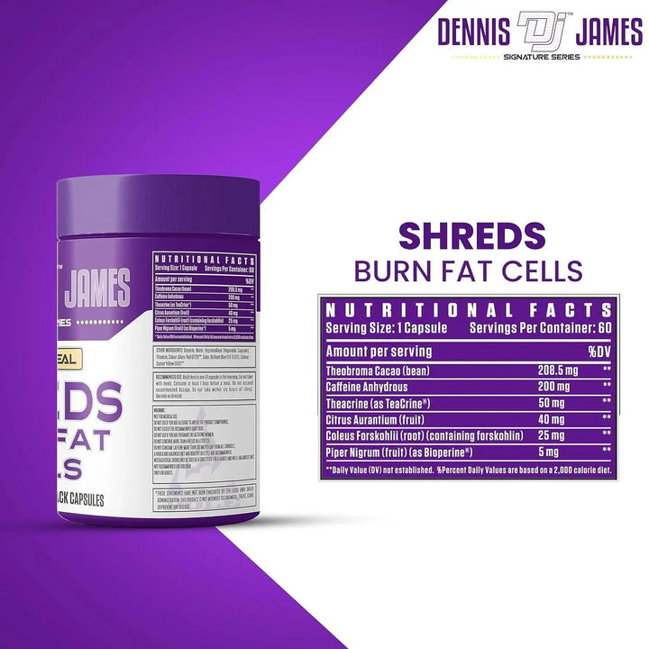 Dennis James Signature Series Shreds Burn Fat Cells (60 Black Capsules) - Halt