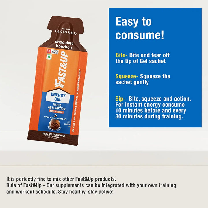 Fast&Up Energy Gels Instant Energy + Caffeine (30g X 5 Sachets) - Halt