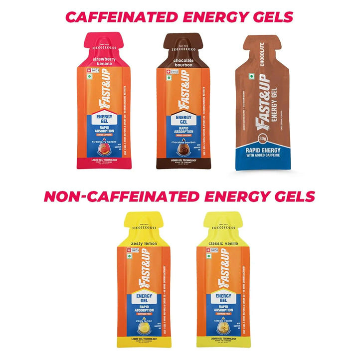 Fast&Up Energy Gels Instant Energy + Caffeine (30g X 5 Sachets) - Halt