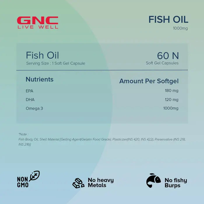GNC Fish Body Oil 1000 mg - 90 Softgels GNC