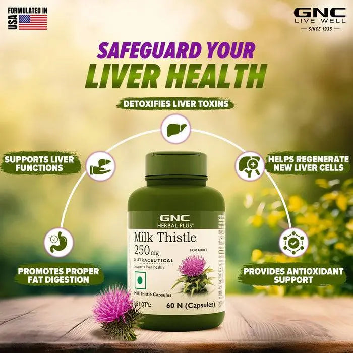 GNC Herbal Plus Milk Thistle 250mg - Detoxifies Liver Toxins & Supports Liver Health GNC