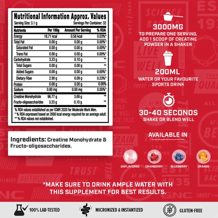 GNC Pro Performance Creatine Monohydrate (3000 mg) GNC