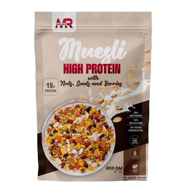 MuscleRich Muesli High Protein with Nuts Seeds and Berries 800gm Halt