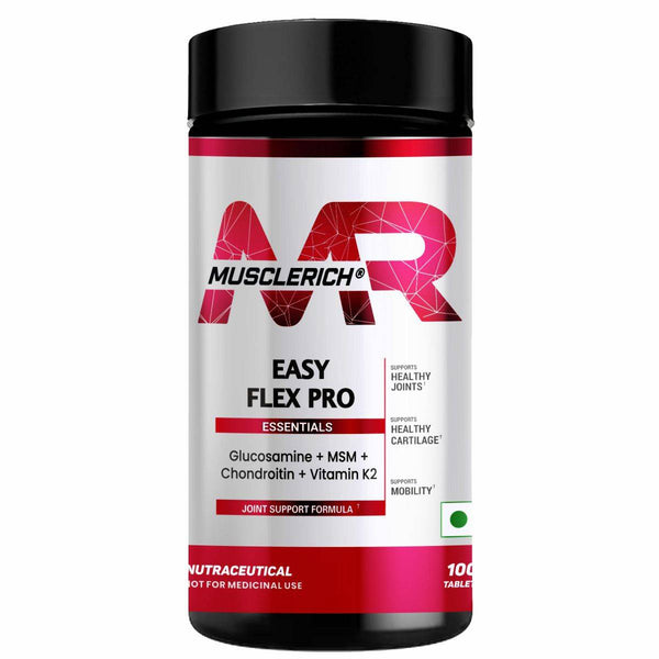 MuscleRich Easy Flex Pro - Joint Health supplement with glucosamine, MSM, chondroitin, and vitamin K2 for joint mobility and strength. 100 tablets.