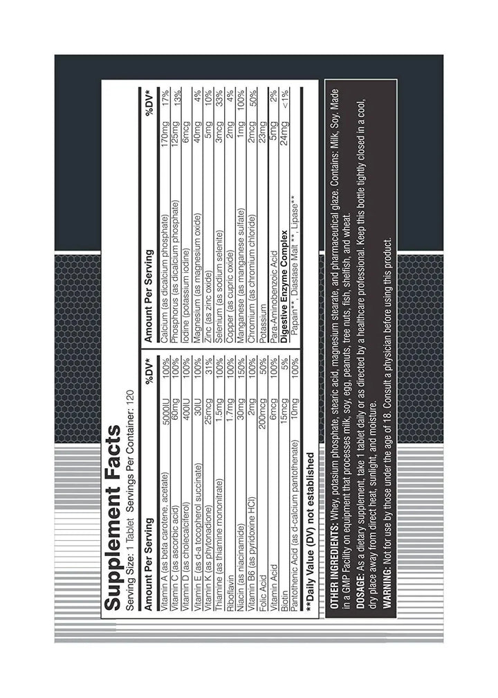 Pole Nutrition High‑Potency Multi Vitamins 120 Tablets - Halt