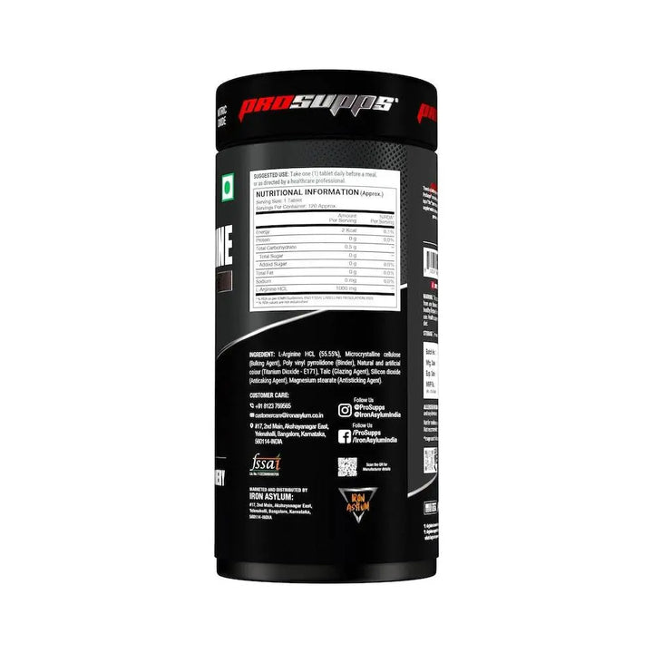 Prosupps L-arginine 1000mg, Nitric Oxide Booster [120 Tablets] - Halt
