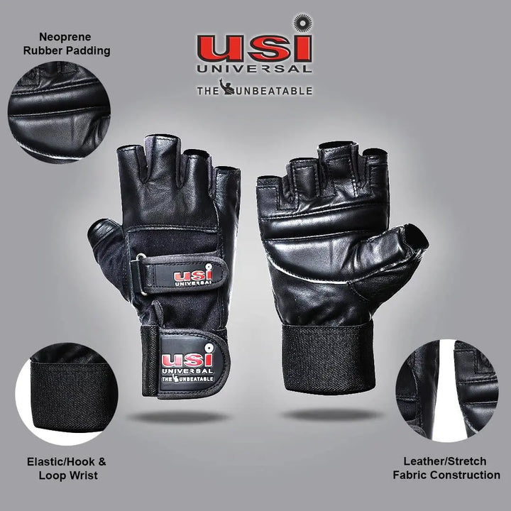 USI Universal Gym Gloves, 733GG Fitness Gloves For Men & Women (No return no exchange) - Halt
